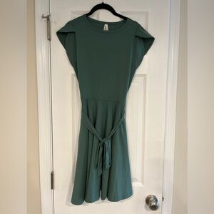 NEW Pact Women's Dark Forest Fit & Flare Petal Sleeve Dress, Size Small